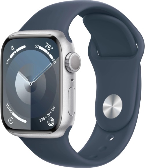 Apple Watch S9 45 мм Aluminium Case, Silver/Storm Blue Sport Band, M/L