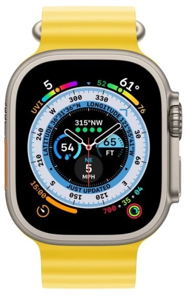Apple Watch Ultra 49 мм Titanium Case, титановый/желтый Ocean Band, One Size Apple Watch Ultra 49 мм Titanium Case, титановый/желтый Ocean Band, One Size