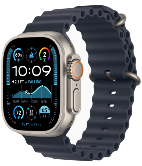Apple Watch Ultra 2 49 мм Titanium Case, Navy Blue Ocean Band 