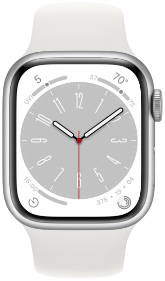 Apple Watch Series 8 41 мм Aluminium Case Silver/white Sport Band серебристый/белый S/M Apple Watch Series 8 41 мм Aluminium Case Silver/white Sport Band серебристый/белый S/M