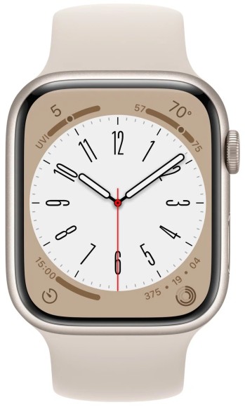Apple Watch Series 8 45 мм Aluminium Case, starlight Sport Band сияющая звезда   Apple Watch Series 8 45 мм Aluminium Case, starlight Sport Band сияющая звезда