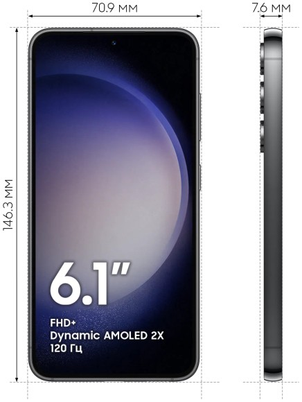 Samsung Galaxy S23 8/256 ГБ, черный фантом  Samsung Galaxy S23 8/256 ГБ, черный фантом