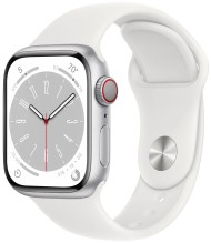 Apple Watch Series 8 45 мм Aluminium Case Silver/white Sport Band серебристый/белый M/L  Apple Watch Series 8 45 мм Aluminium Case Silver/white Sport Band серебристый/белый M/L