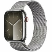 Apple Watch S9 41 mm, Silver Stainless Steel Case with Silver Milanese Loop  Apple Watch S9 41 mm, Silver Stainless Steel Case with Silver Milanese Loop
