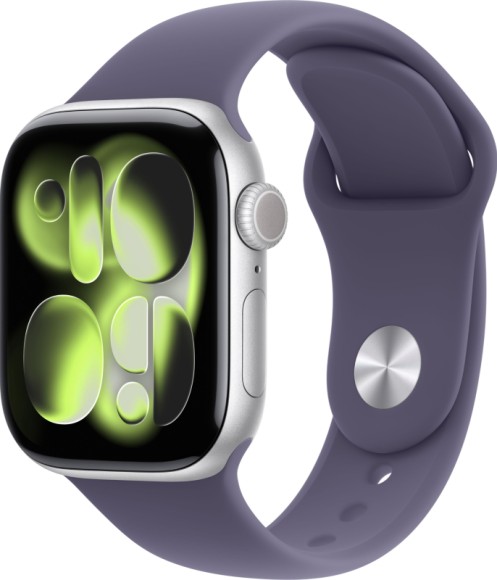 Apple Watch Series 11, 46mm, Silver Aluminum Case, Purple Fog Sport Band M/L Apple Watch Series 11, 46mm, Silver Aluminum Case, Purple Fog Sport Band M/L