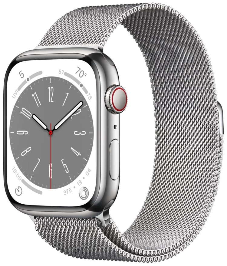 Apple Watch Series 8 45 Silver Stainless Steel Case Silver Milanese Loop