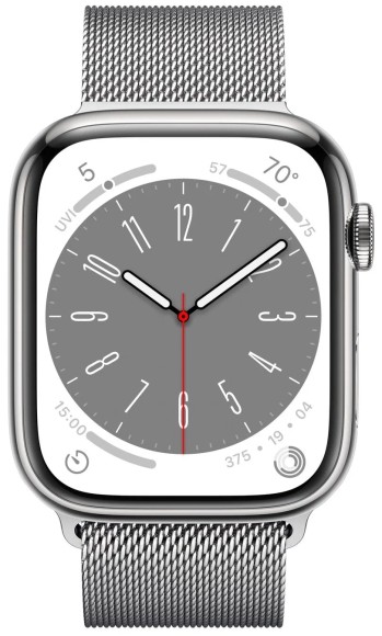 Apple Watch Series 8 45 мм Silver Stainless Steel Case, Silver Milanese Loop  Apple Watch Series 8 45 мм Silver Stainless Steel Case, Silver Milanese Loop