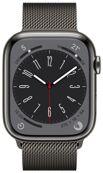 Apple Watch Series 8 41 мм Graphite Stainless Steel Case, Graphite Milanese Loop  Apple Watch Series 8 41 мм Graphite Stainless Steel Case, Graphite Milanese Loop