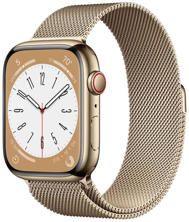 Apple Watch Series 8 41 Gold Stainless Steel Case Gold Milanese Loop