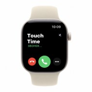 Apple Watch Series 12, 42mm, Pearl White Ceramic Case, Sand Sport Band, S/M