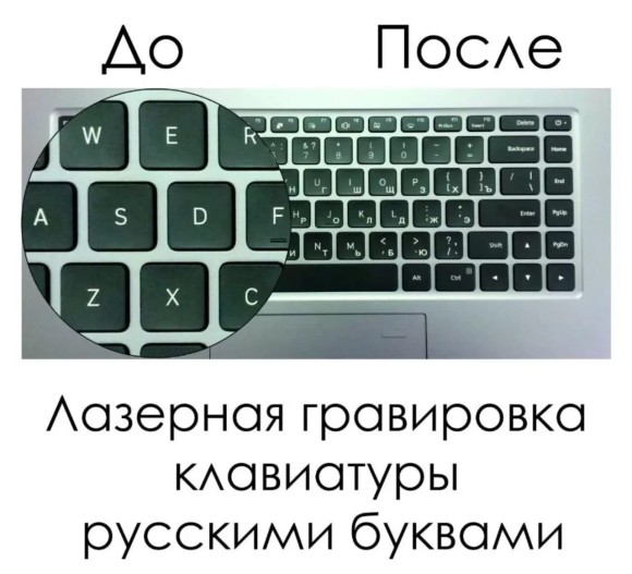Гравировка клавиатуры русскими буквами (при самовывозе / на доставку)
