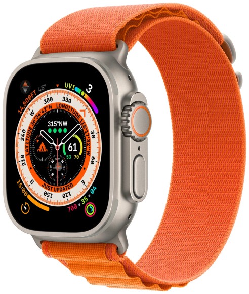  Apple Watch Ultra 49 мм Titanium Case, титановый/оранжевый Alpine Loop, S