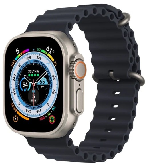  Apple Watch Ultra 49 мм Titanium Case, титановый/полуночный Ocean Band, One Size