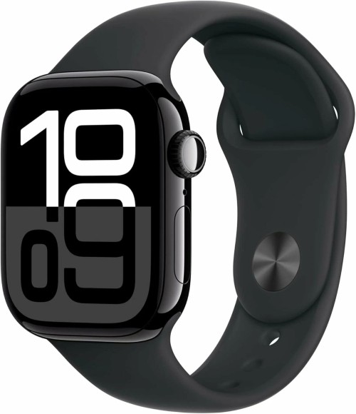 Часы Apple Watch Series 10, 46 мм, алюминий черного цвета, спортивный ремешок, черный, M/L