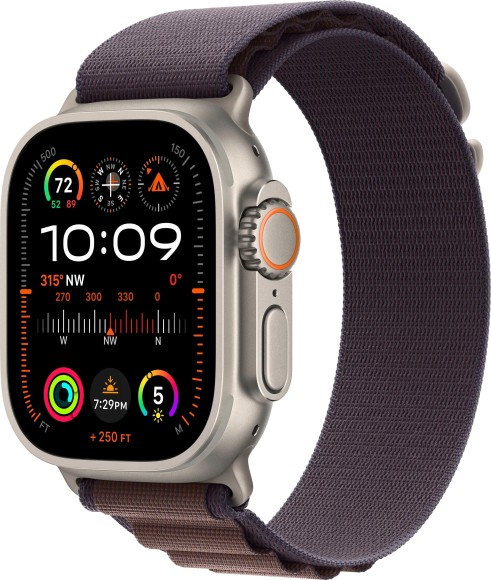 Apple Watch Ultra 2 49 мм Titanium Case, Indigo Alpine Loop, S