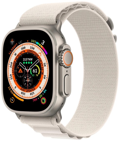 Apple Watch Ultra 49 мм Titanium Case, титановый/звездный Alpine Loop, M
